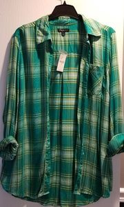 Button up plaid top plus size 18